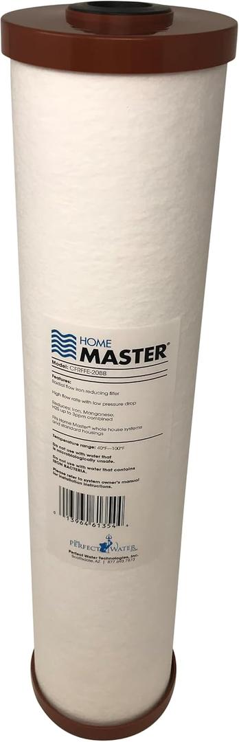 Home Master CFRFFE-20BB Replacement Whole House Iron Filter, Radial Flow 15gpm, Filters Soluble Iron, Manganese, H2S Sulfur, Up To 3ppm Combined, Stops Staining & Odors, 20 x 4.5" Fits Big Blue