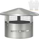 Bootuu 8 Inch Round Chimney Cap(No Assembly Required), 8 Inch Tapered Top Chimney Cap with Fastening Device with Screen, Stainless Steel