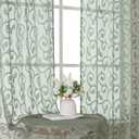 OWENIE Furman Sheer Sage Green Curtains 90 inches Long for Bedroom Living Room 2 Panels Set, Light Filtering Soft Semi Sheer Jacquard Clip Farmhouse Curtains Rod Pocket Design, Each 52Wx90L inch