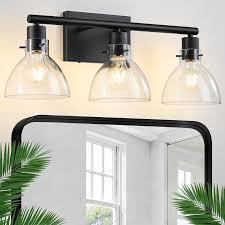 CCYCOL Black Bathroom Light Fixtures - 3-Light Bathroom Vanity Lights Over Mirror with Milky White Glass Shade, Modern Bath Wall Sconce Lighting Vanity Lights for Bathroom, Bedroom, Hallway