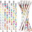 Sabary 60 Pcs Happy Birthday Pencils Colorful Birthday School Student Supplies Unsharpened HB Pencils with Erasers Stationery Bulk for Teacher Classroom Reward Party Supplies (White,Birthday)