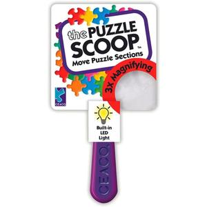 Ceaco Puzzle Scoop with LED Light & 3X Magnifier  Jigsaw Puzzle Accessory for Lifting & Moving Sections, Low Vision Aid, Puzzle Tool Gift for Adults & Seniors