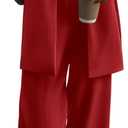 PRETTYGARDEN Women's Two Piece Outfits Dressy Blazer Jacket Wide Leg Pants 2025 Fall Business Casual Office Work Suit Sets (Large, Red)