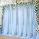 10x10ft Baby Blue Tulle Backdrop Curtain for Parites, Sheer Backdrop Curtains for Wedding Baby Shower Birthday Party Photo Shoot Decorations (10ft x 10ft(2 Panels 5*10ft))