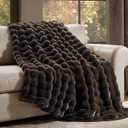EverGrace Ultra Soft Luxury Fluffy Faux Rabbit Fur Throw Blanket, Thick Warm Bubble Throw for Bed, Cozy Plush Reversible Blankets for Couch, Chair, Sofa, Dark Brown, 60x80 Inches