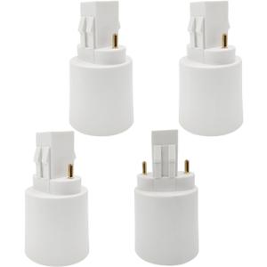 E-Simpo 4pcs Gx23 to E26/E27 Lamp Base Holder Socket Adapter, Refinded Gx23 to E26/e27 Bulb Base Converter CFL PL-S PL-C Bulb Holder Conversion Double Tab.2P in Parallel (4-Pack)