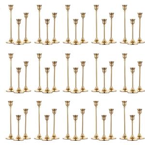 NUPTIO Gold Candlestick Holders for Centerpiece: Set of 45 Brass Candle Stick Holder for Home Dining Table Fireplace Livingroom Kitchen Decoration