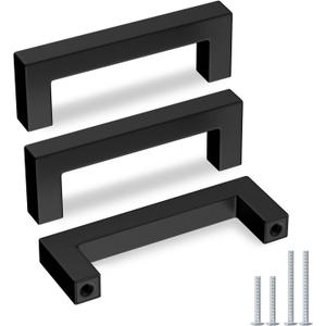 Goldenwarm 25 Pack Black Cabinet Pulls 3-3/4in (96mm) Drawer Pulls Kitchen Cabinet Handles Black Dresser Stainless Steel Modern Hardware