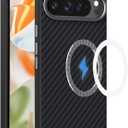 Magnetic Shockproof for Google Pixel 9A Case [Compatible with MagSafe Charging][Premium Carbon Fiber] Protective Slim Aramid Fiber Anti-Drop Camera Lens Full Protection, Black