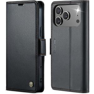 for Apple iPhone 17 Pro Max Case Wallet with RFID Blocking Card Holder for Women and Men, PU Leather Folio Flip Kickstand Protective Shockproof Wallet Phone Case for iPhone 17 Pro Max (Black)
