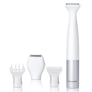Panasonic Bikini Trimmer and Shaver for Women with 4 Attachments for Gentle Grooming in Sensitive Areas, Wet/Dry, Battery-Operated  ES-WV60-S (White / Silver)