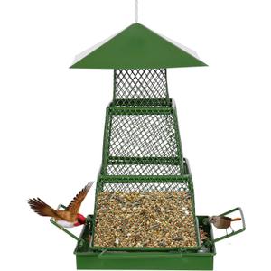 Bird Feeder for Outside, Squirrel Proof Wild Bird Feeder for Outdoors Hanging,Metal Outside Bird Feeders with 4 Perches for Hummingbird,Sparrow,Finch,Chickadee