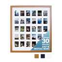Tapeera Multi Picture Frame Collage Wall Decor - Compatible with Fujifilm Instax Mini Film - 30 Openings - Picture Frame For Wall - Not Compatible with Polaroid 600 size (Wood)