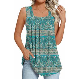 LONGYUAN Womens Tank Tops Summer Sleeveless Tunic Square Neck  (L)
