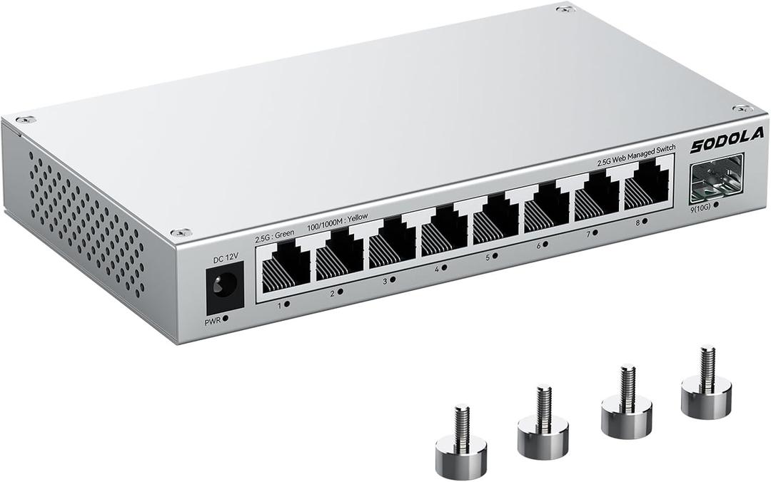 8-Port 2.5Gb Web Managed Switch with 10G SFP+, Aluminum Alloy Cooling & Magnetic Mounting - LACP/QoS/VLAN/IGMP Managed Multi-Gigabit Switch for Homelab