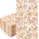 Whaline 80Pcs Fall Leaves Guest Napkins Orange Autumn Leaves Disposable Dinner Hand Towel Paper Napkins for Bathroom Thanksgiving Party Table Supplies