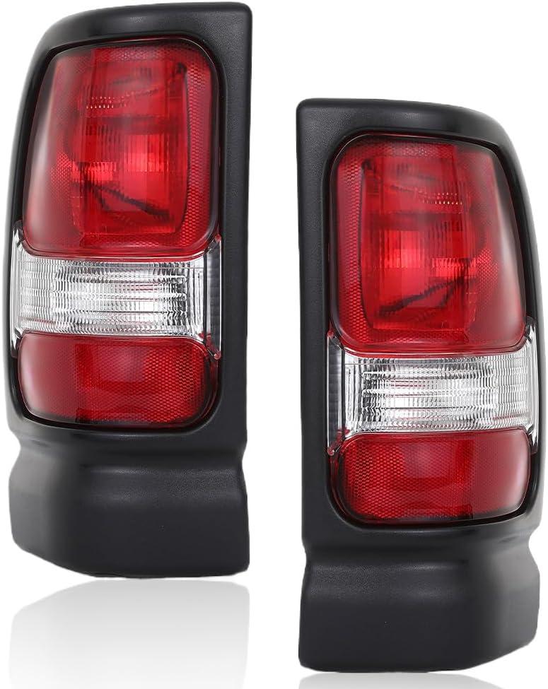 Tail Lights Assembly Rear Lights Compatible with Dodge Ram 1500 2500 3500 1994-2002 Taillamps Left Diver & Right Passenger Side Pair Red Lens