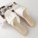 Ankis Black White Brown Women's Flat Sandals Comfortable Flat Sandals for Dressy Summer Women's Slide Sandals (Beige)
