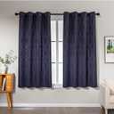 Amazon Basics Jacquard 2-Piece 100% Blackout Curtains, Living Room and Bedroom Drapes, Thermal Insulated Window Treatment, 52"x63", Dark Blue