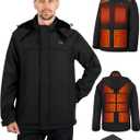 Heated Jackets for Men, Windproof Waterproof Winter Heating Coat, Mens Soft Shell Heated Jacket, Detachable Hood (X-Large)