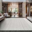 Luul Home Modern Micro Loop Indoor Area Rugs for Living Room Bedroom Kitchen Geometric Striped Black-White 6x9 Luxury Durable Low and High Pile Non-Shedding Stain Resistant Soft Area Carpet 6 x 9