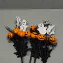 Halloween Decorations Indoor with Pumpkins and White Ghost, Halloween Centerpieces Decor for Tables, Vase Fillers, Artificial Flowers Festive Ornaments and Picks(5PCS) (Orange Pumkin)