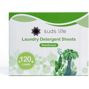 4 x Suds Life Laundry Detergent Sheets (60 Sheets) Ocean Breeze, Lavender, Rainforest - Portable, Concentrated Laundry Detergent (Up to120 Loads) (Rainforest)