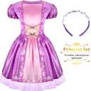 LIMIROLER Princess Dress Up Clothes for Little Girl Role Play Costume Gift Set Princess Dress Up Toys for Toddler Girls, Size M