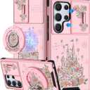 Buleens for Samsung Galaxy S25 Ultra Case - with Ring Stand & Camera Cover Aesthetic Cute Designed for Women Girls Girly Kawaii Castle Flowers for Samsung S25 Ultra Phone Case Compatible with Magsafe