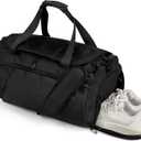 FINYIOE Gym Bag for Men Women With Shoe Compartment & Wet PocketWater Resistant Sports Gym Bag, Shoulder bag, messenger bag Carry On Duffel Bag for Weekend Overnight Traveling (Black)