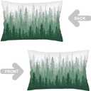 Foggy Forest Throw Pillow Cover Queen Size Set of 2,White Green Lumbar Pillow Case Decorative Standard Pillows Cases with Zipper,Farmhouse Pillows Case Farmhouse Cushion Covers for Bed,Sofa,20"x30"
