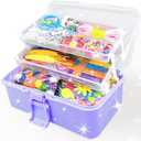 VLUSSO 3000Pcs Arts and Crafts Supplies for Kids Girls 8-12 Craft Kit with Pipe Cleaners Beads Crafts for Kids DIY School Supplies Set Crafting Box for Girls Boys Age 4-6, 6-8, 8-12 Years Gifts (Purple)