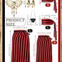 Fourluoo 5 Pcs Pirate Costume Accessories Set Women Pirate Skirt Head Scarf Hat Eye Patch Skull Jewelry for Cosplay Outfit(Red and Black Stripes,L)