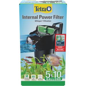 Tetra Whisper Internal Power Filter 5 To 10 Gallons, For aquariums, In-Tank Filtration, Black