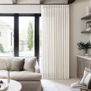 Natural Cream Pinch Pleated Linen Curtains 1 Panel for Living Room Bedroom Memory Training Shaped Semi Sheer Pleat Drapes with Hooks Rings Light Filtering Sliding Door Patio Window Curtain 60x108