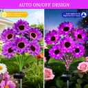 ANGMLN Solar Garden Lights 4 Pack 24 Solar Sunflower Lights, Waterproof Solar Purple Flower Light for Outdoor Decoration, Decorative Stakes for Yard,Landscape,Patio,Gifts for Women