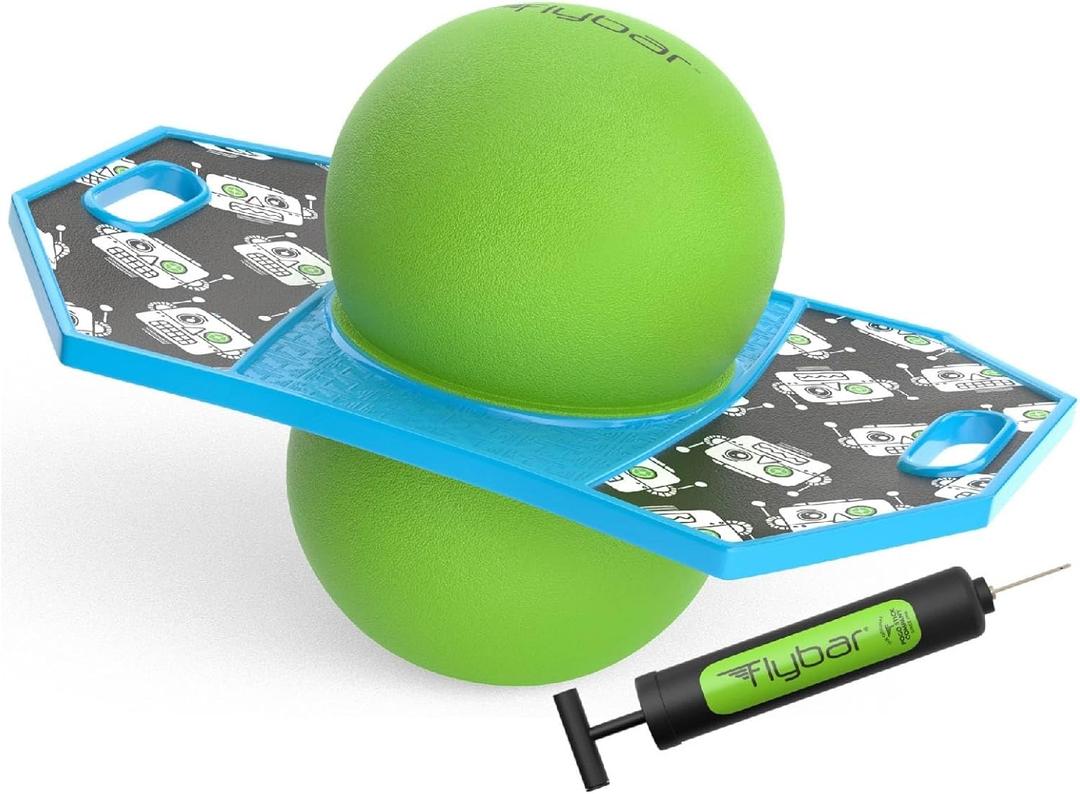 Flybar Pogo Trick Ball for Kids  Balance Bounce Board with Anti-Slip Deck  Pump Included - Indoor & Outdoor Toys for Boys and Girls Fun Way to Reduce Screen Time Supports up to 160 lbs  Ages 6+ (Robot)