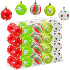 40PCS 2.36" Christmas Balls Ornaments, Plastic Christmas Tree Ornaments, Holiday Baubles, Hanging Decorations for Xmas Trees Holiday Party, Lime Green Baubles