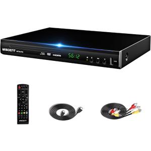 Blu Ray DVD Player, WISCENT Full HD 1080p Home Theater Disc System, Region A/1 BluRays,HD BluRay DVD Player for TV with Coaxial Audio/HDMI/AV/Output, USB Input, Builtin PAL NTSC