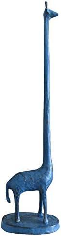 Cast Iron Toilet Tissue Holder, Freestanding Giraffe Paper Towel Holder, Decorative Paper Stand for Bathroom or Kitchen Countertop, Blue