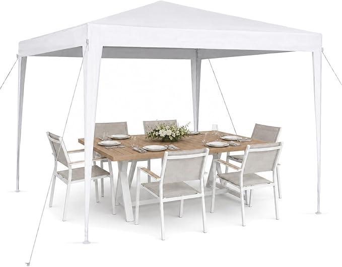 10x10 Outdoor Canopy Tent with Pole Frame, Backyard Party Tent (Not Pop Up)
Waterproof PE Canopy Tent, Rust-Resistant Steel Frame, Great Value Backyard Tents for Parties(White)
