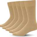SERISIMPLE Men's Dress Socks - Bamboo Viscose Thin Ribbed Knit, Silky & Soft, Lightweight Business Crew Socks 5 Pairs (XL)