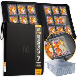 X PRO Toploader Binder | Holds 252 Toploaders | 20 Toploaders INCLUDED | 9-Pocket | Ringless Double-Sided Pockets for TCG, Sports | Premium Top Loader Storage