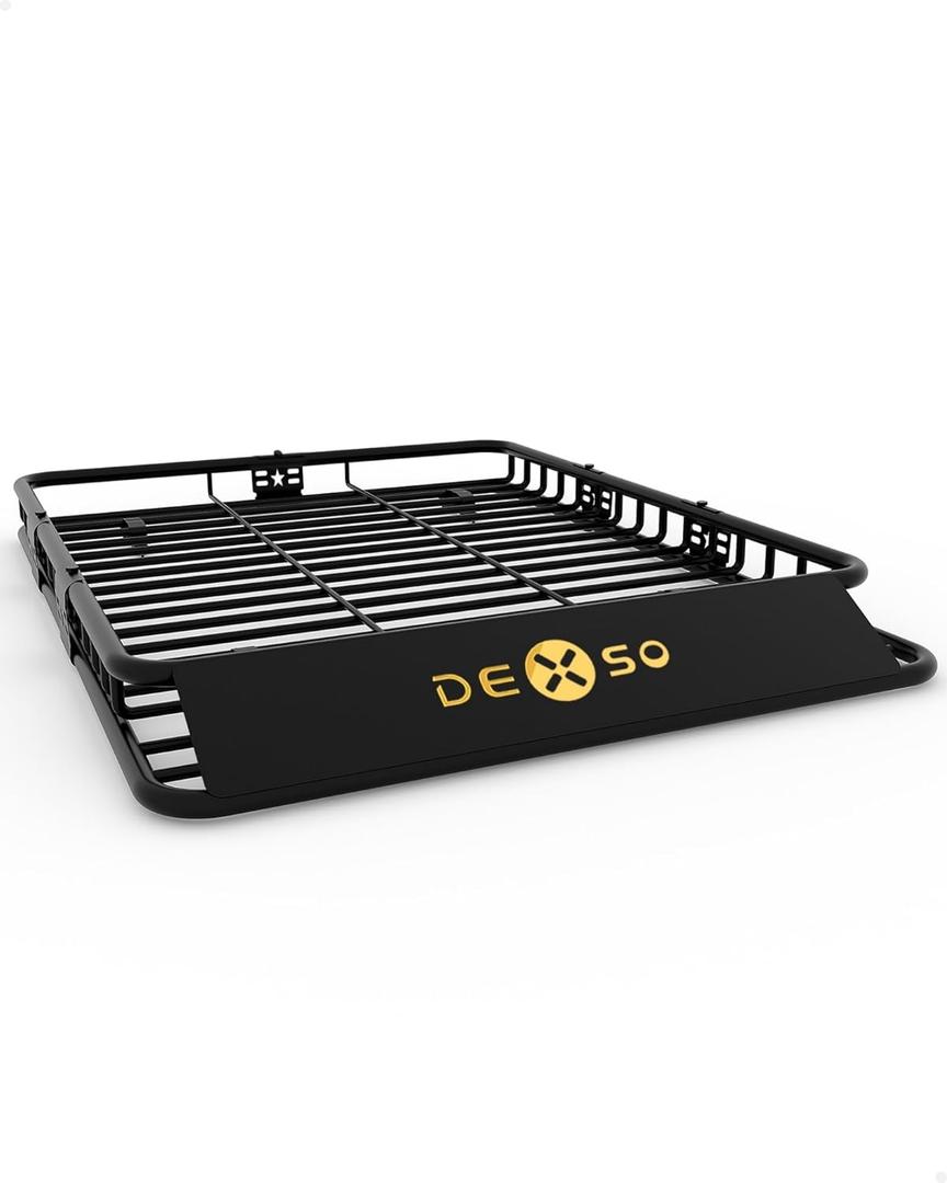 DEXSO 64" x 50" Universal Roof Rack Basket, 200 Lbs Capacity Rooftop Cargo Carrier Basket with Extension Luggage Rack Heavy Duty for SUVs, Trucks, Vehicles