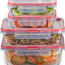 Pyrex Freshlock Glass Food Storage Container, Airtight & Leakproof Plastic Locking Lids, Freezer Dishwasher Microwave Safe, 2 Cup (4 Pack)