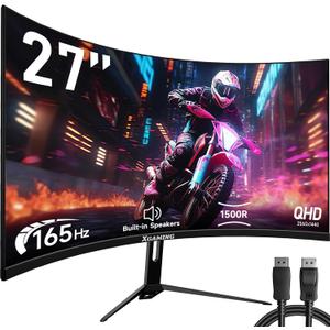 memzuoix 27-Inch Gaming Monitor, 144Hz, QHD 2560x1440p, 1ms(MPRT) Response, HDR10, 90% DCI-P3 Color Gamut, Adaptive G-Sync, FreeSync Premium, Dual HDMI, DisplayPort, VESA Mount, Black