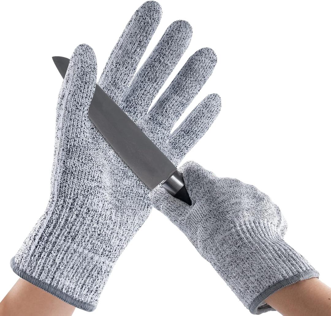 ANDANDA Cut Resistant Gloves, Food Grade Safety Kitchen Cuts Work Gloves for Oyster Shucking, Grey 12 Pairs (X-Large)
