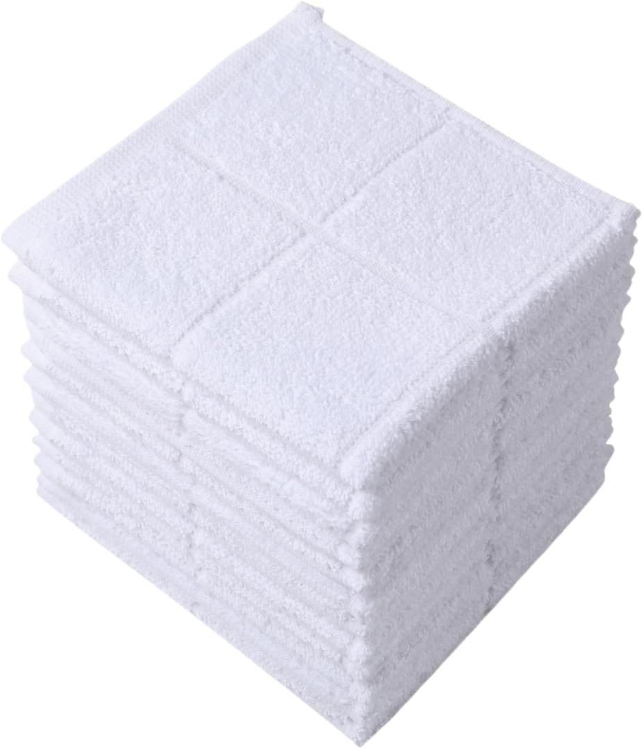 Glynniss Dishcloths Kitchen Highly Absorbent Dish Rags 100% Cotton Dish Cloths for Washing Dishes, Cleaning (11 x 11 Inches, 12 Pcs, White)