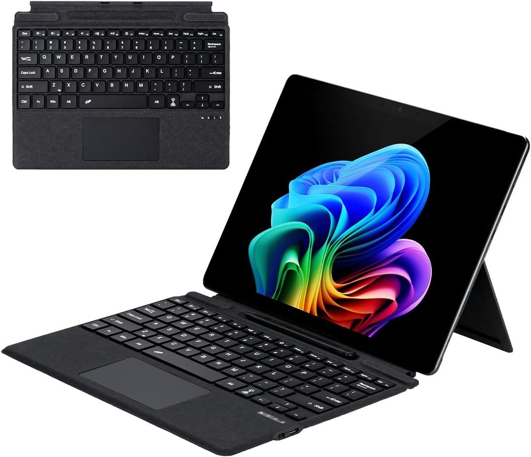 Microsoft Surface Pro Keyboard for 11/10/9/8/X, 13" Ultra-Thin Detachable Bluetooth Type Cover with 7-Color Backlit, Multi-Touch Trackpad & Pen Holder (Black)