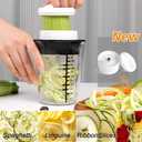 Hand Juicer, 6 in 1 Multifunctional Cup, Lemon Squeezer, Citrus Juicer With 600ML20 OunceCapacity Measuring Cup, Zucchini Spiralizer Noodle Maker,For Lemon,Orange,Zucchini (White) (4 Blade, Black)